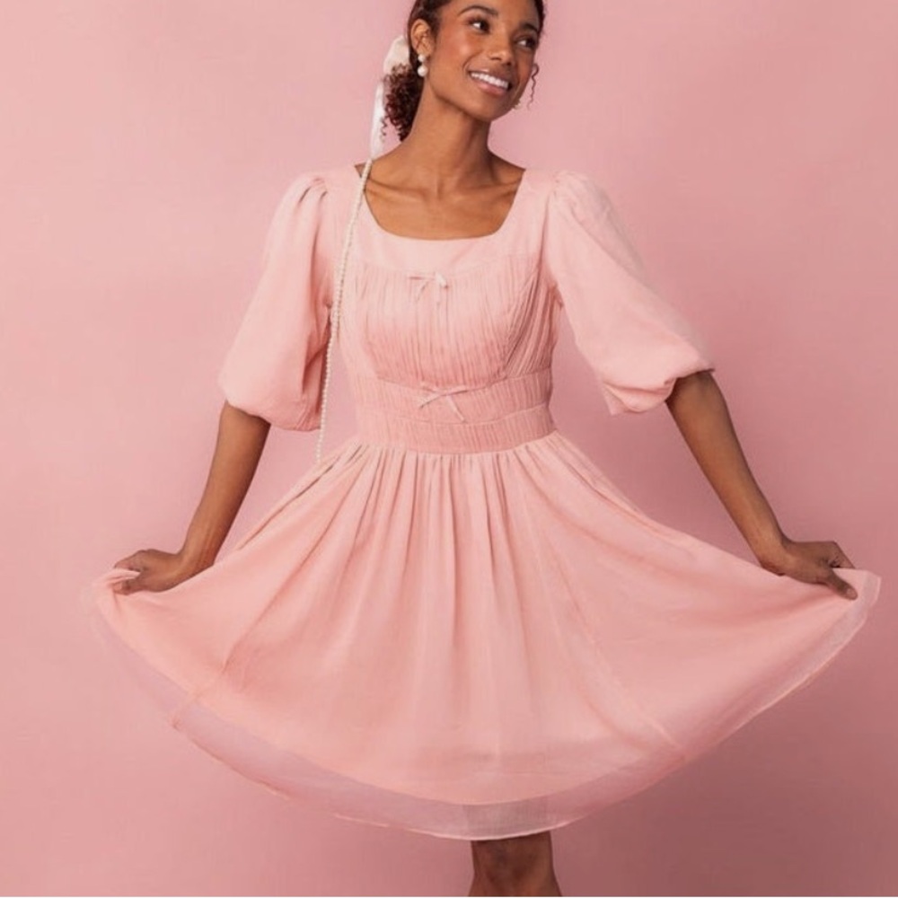 Ivy City Co NWT Do-Re-Mi Pink Dress with Bow Detail - Size S